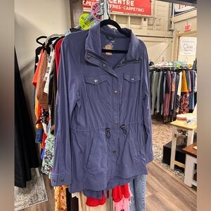 L L Bean purple mid length trench coat rain jacket size large regular womens